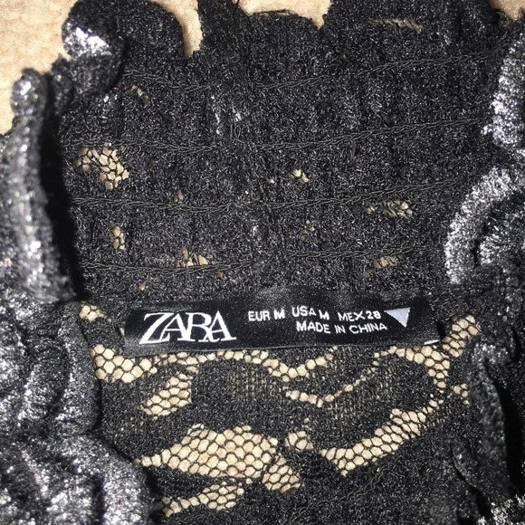 Zara Lace shirt size medium black silver flecks - Picture 4 of 5